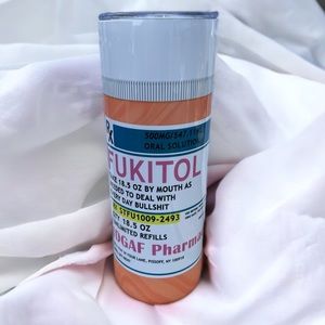 Fukitol pill bottle design humorous 20oz stainless tumbler with straw